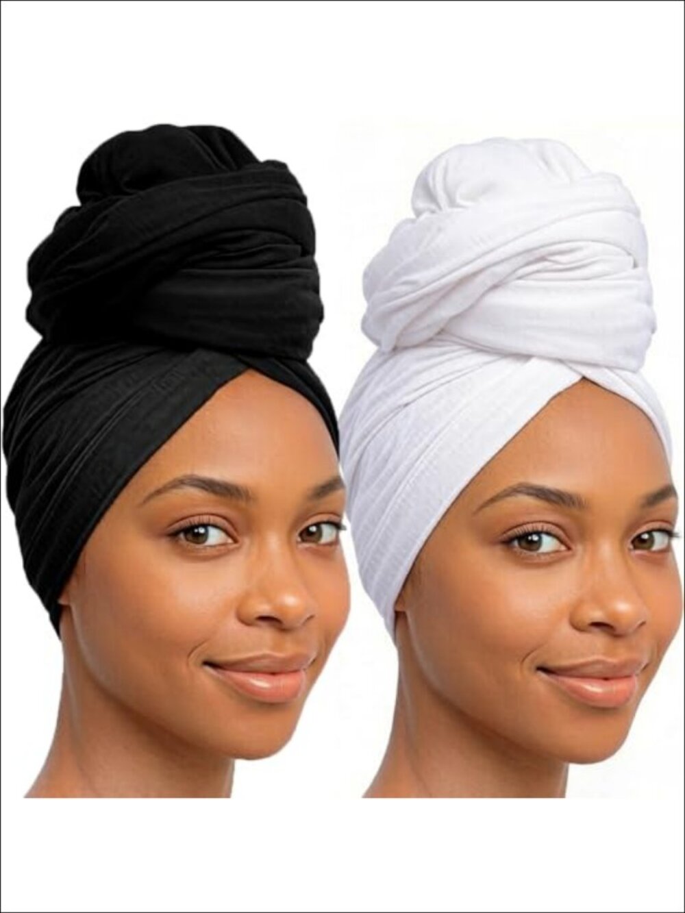 2 Pack Long Head Wraps Soft Large Turban Scarves Solid Polyester